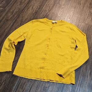 NWT GAP Bright Yellow Button Up Cardigan, Size Large